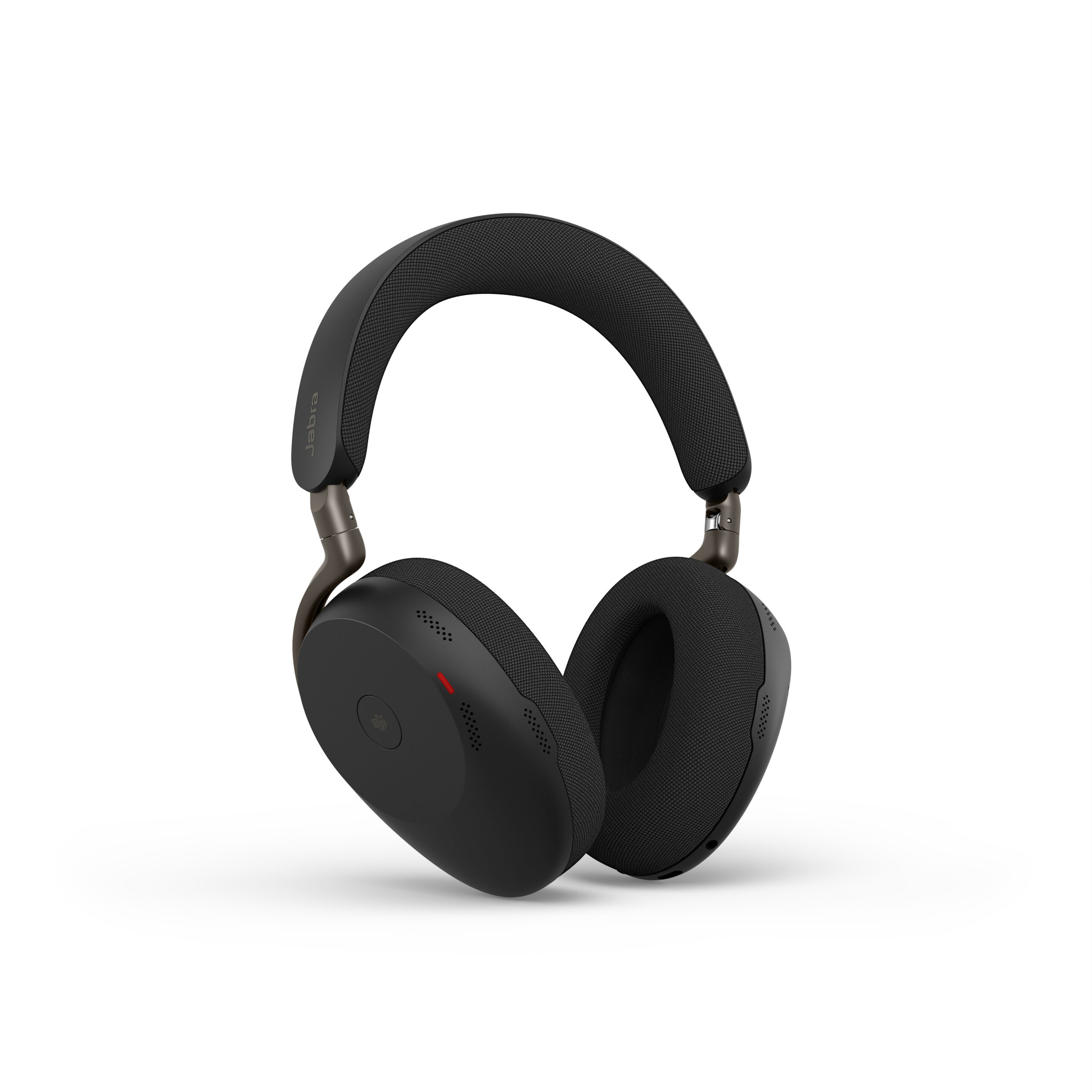 Jabra Evolve3 85 Over-Ear-Headset in Schwarz mit Busylight in Schrägansicht
